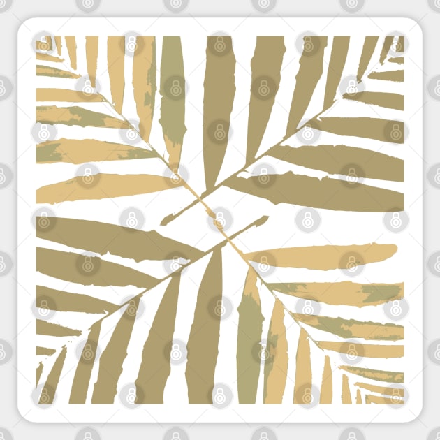 Geometric palm leaves gold on white , leaves, tropical , fall,  TeePublic Sticker by PrintedDreams